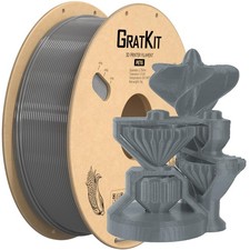 GratKit Filamento PETG per Stampante 3D 1 kg, 1,75 mm, -0,03 mm, Grigio