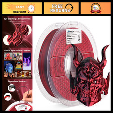 Silk PLA 3D Printer Filament 1.75mm - Dual Color Red Black, Shiny Coextrusion, 1