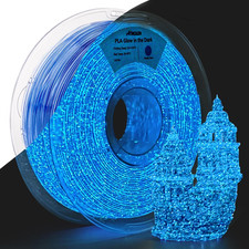 Filamento per stampante 3D PLA, 1,75 mm brilla al buio filamento PLA blu lucciola lucido