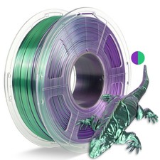 JAYO PLA Silk Filamento 1.75mm, Due Colori Seta Filamento Stampanti 3D Verde+Vio