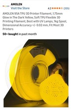 AMOLEN 95A Filamento per Stampante 3D TPU, 1,75mm Giallo Scuro, TPU Morbido...