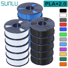 SUNLU PLA+2.0 5 KG 10 KG filamento stampante 3D 1,75 mm PLA PLUS 2.0 nero 1 kg/bobina