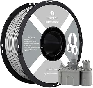 QIDI TECH Filamento ABS Rapido 1,75mm, Filamento Stampante 3D ABS 1 kg (2.2lbs), Adatto per la Stampa ad Alta Velocità, Adatto alla Maggior Parte Delle Stampanti 3D FDM, Altamente resistente, Grigio