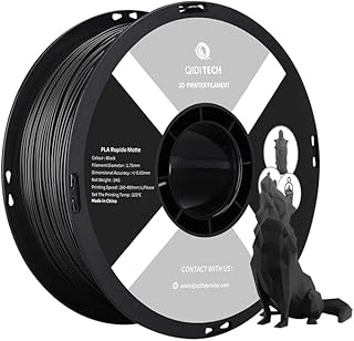 QIDI TECH Matte PLA Filament 1.75 mm, Matte PLA 3D Printer Filament 1 kg (2.2 lbs), Suitable for High Speed Printing, Suitable for Most FDM 3D Printers, Matte Black