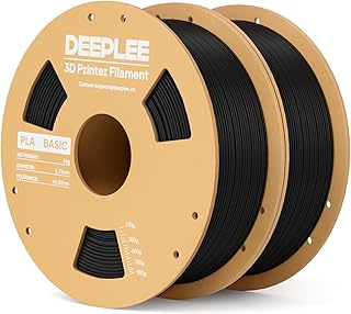 DEEPLEE PLA Basic Filamento 1.75mm, Precisione ±0.02mm, Avvolto Perfettamente Antiostruzione, per la Maggior Parte delle Stampanti FDM, Nero 2KG