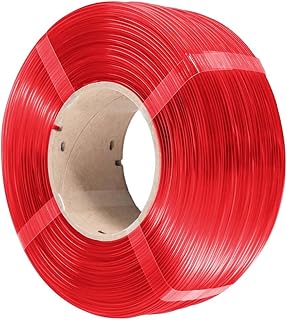 AzureFilm Filamento PETG Hyper Speed Ricarica 1.75 mm – Senza Bobina – 1kg – Per Stampa 3D ad Alta Velocità – Resistente, Durevole – Compatibile con Master Spool e Bambu (Rosso Trasparente, 1kg)