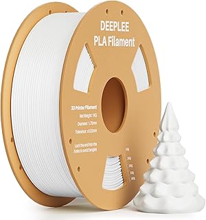 DEEPLEE PLA Filamento 1.75 mm - Bobina Singola da 1 KG, Bianco, Precisione Dimensionale ±0.02 mm, Avvolgimento Perfetto Anti-Intasamento, per Stampanti 3D FDM