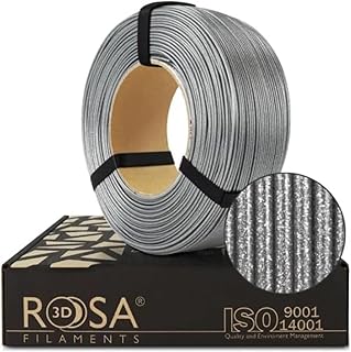 ROSA 3D FILAMENTS 3D Filament 1.75 mm for 3D Printer - Printing Materials - PETG - Filaments for 3D Printers - Polyethylenterephthalatglykol stmpa 3d - Glitter Brilliant Silver 1 kg