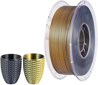 CC3D Silk Filament Double Color Silk Black/Gold PLA Filament 1.75mm 1kg 3D Printer Filament Two-Color Co-Extrusion Filament PLA Shiny Metallic Filament Printing Material