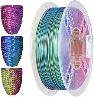 CC3D Tricolour Silk PLA Blue/Yellow/Purple Triple Color Filament PLA Filament 1.75 mm 1 kg Filament 3D Printer Coextrusion Filament Glossy PLA Filament Metallic Silk Blue Yellow Purple Filament