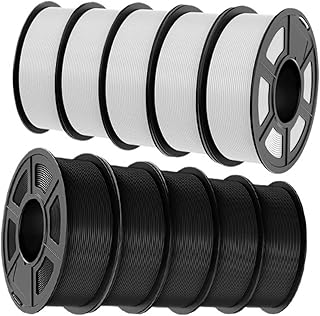 Compatibile con JAYO 10 rotoli di filamento ABS 3D, 1,75 mm senza bolle nero/bianco for stampanti 3D FDM