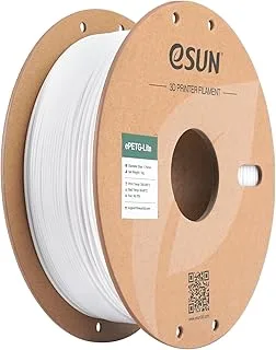 eSUN PETG Filament 1.75mm, PETG Basic High Tenacity Filament, 1kg Spool (2.2Lbs) for 3D Printers, Plain White