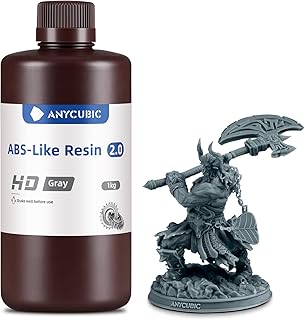 ANYCUBIC ABS-Like Resin 2.0, Resin for 3D Printers with High Strength, Low Odor, Wide Compatibility for All LCD 3D Printers (HD-Grey, 1 kg)