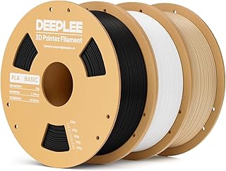 DEEPLEE PLA Basic Filament 1.75 mm, Accuracy ±0.2 mm, Perfectly Wrapped Anti-clogging, for Most FDM Printers, Black/White/Beige 3 kg