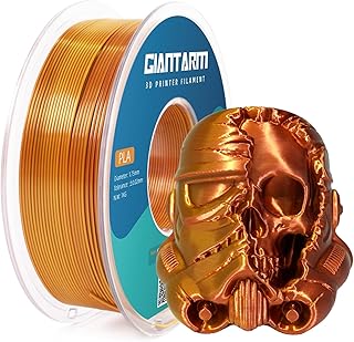 GIANTARM PLA Silk Filament 1.75mm (±0.03mm) 1kg 3D Printer Filament 1 Roll Vacuum Packed Shiny Color Changing Effect PLA Silk Dual Color Gold Copper