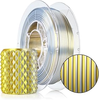 ROSA 3D PLA Magic Silk Filament 1.75mm for 3D Printer - Slightly Glossy Printing Materials Biodegradable PLA Filament for 3D Printers - Filament Printing - Silver Gold, 0.3 kg Spool