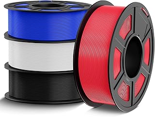 TECBEARS PETG Filament 1.75 mm 4kg Bundle, Filament d'imprimante 3D PETG Forte Ténacité, Précision Dimensionnelle +/- 0,02 mm, 4 Bobines, 1 kg par Bobine (Noir+Blanc+Bleu+Rouge)