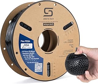 Siraya Tech Rebound PEBA 95A Flexible Filament, Super TPU | 78% Energy Return & 20% Lighter | Nylon Resistance for Sports & Robotics | 3D Filament 1.75mm (Black, 1kg)