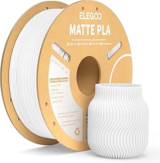 ELEGOO PLA Matte White Filament 1 kg, 1.75 mm, Matte PLA Filament for 3D Printer, Measuring Accuracy +/- 0.02mm, Suitable for Most FDM 3D Printers