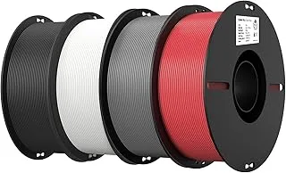 Creality Ender PLA Filament 1.75mm for 3D Printer, 4kg Spool, Dimensional +/- 0.02mm, Fits Most 3D Printers (Black+White+Grey+Red)