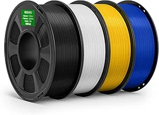 DEEPLEE PETG Pro Filament 1.75 mm, High Strength and Toughness, Climate Resistance, 4 kg Pack: Black + White + Yellow + Blue (4 × 1 kg), Optimized Printing for FDM 3D Printers