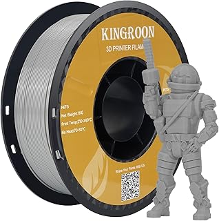 Kingroon PETG Filament, PETG Filament 1.75mm, PETG Filament Grey PETG Filament for 3D Printer PETG, Dimensional Accuracy +/- 0.02mm, 1kg Spool, 3D Printing Filament for Printer
