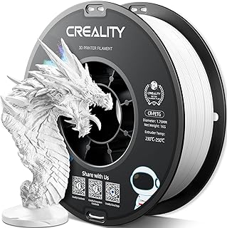 Creality Filamento PETG 1.75mm, Alta Resistenza, Inodore, Miglior Flusso, Filamento Stampante 3D, Alta Precisione 1.75mm +/- 0.03mm, 1KG PETG Bianco