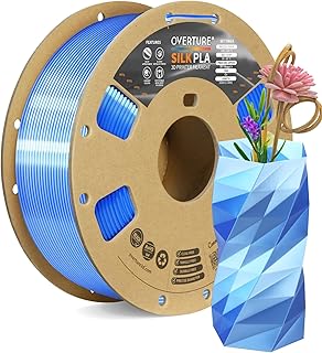 OVERTURE PLA Silk Filament Double Colour 1.75 mm for 3D Printer, 1 kg Spool (2.2 lbs), Dimensional Accuracy +/- 0.02 mm 3D Printer Filament (Silk Blue-Silver)
