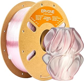 ERYONE High Speed Translucent PETG Filament 1.75mm +/- 0.02mm 3D Printing Filament up to 600mm/s 1kg Light Pink & Clear