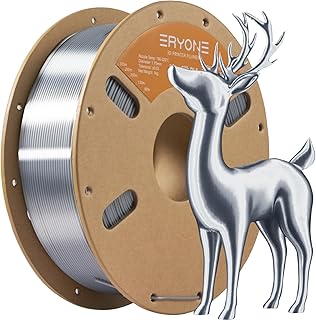 ERYONE Ultra Silk PLA Filament, Silk Filament PLA 1.75 mm for 3D Printer,1 kg +/-0.02 mm, Silver