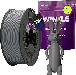 WINKLE Filamento PETG 2.85mm Grigio Cenere, Bobina da 1kg, Filamento per Stampante 3D FDM, Precisione Dimensionale +/- 0.05mm, Alta Resistenza Agli Urti e Facile da Stampare