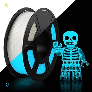 TECBEARS PETG Filament 1.75mm Glow in The Dark, Filament d'imprimante 3D PETG Lumineux Forte Ténacité, Bobine de 1kg, Précision Dimensionnelle +/- 0,02 mm, Effet Éclatant Longue Durée, Glow Bleu