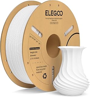 ELEGOO Filamento PLA+ 1.75mm Bianco 1KG, Filamento PLA Plus per Stampante 3D, Precisione Dimensionale +/- 0.02mm, Filamento per La Maggior Parte delle Stampanti 3D