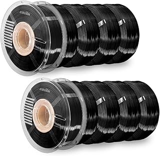 AzureFilm PETG Hyper Speed 10kg Refill Filament 1.75mm - No Spool - 1kg/Refill - For High Speed 3D Printing - Heavy Duty, Durable, Anti-Moisture (Black)