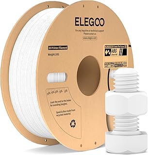 ELEGOO Filamento ABS 1,75 mm per Stampante 3D, Elevata Tenacità e Resistenza agli Urti, Resistente al Calore e all’Acqua, Qualità Industriale Adatto per Stampanti FDM, Bobina da 1 kg, Bianco