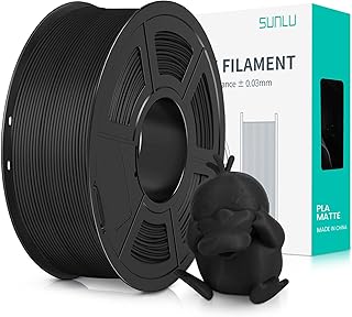SUNLU Filamento PLA Matte 1.75 mm Nero, Filamento per Stampante 3D con Superficie Opaca, Neatly Wound Filamento, Facile da Usare, 1kg Bobina(2.2lbs) di Filamento PLA per Stampanti FDM 3D, Nero Matte