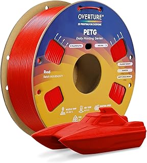 OVERTURE Filamento PETG 1.75mm, 1kg Bobina(2.2lbs), Neatly Wound Durevole PETG Filament per Stampante 3D, Precisione Dimensionale +/- 0.02 mm, 3D Printer Filamento (Rosso)