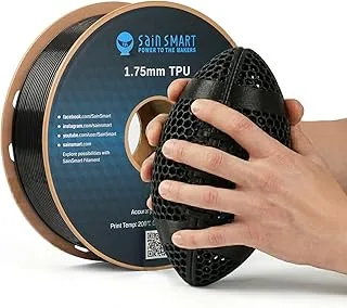 TPU sainsmart Filament 1.75mm, 1kg (2.2Lbs) 95A Flexible TPU Filament, ±0.5mm Accuracy, 3D Printer Filament, Compatible with Most FDM Printers, Black