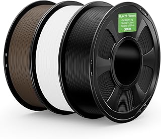 DEEPLEE PLA+ 2.0 Filamento 1.75 mm - Kit da 3 Bobine (Nero, Bianco, Marrone), Totale 3 KG, Alta Tenacità e Finitura Liscia, Precisione ±0.02 mm, Versione Aggiornata Potenziata, per Stampanti 3D FDM