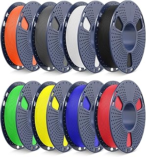 SUNLU Bundle Filamento PETG Rapido, Filamento per Stampanti 3D Alta Velocità 30-600mm/s, 1.75mm ±0.02mm, 0.25kg/Bobina, Totale 2kg, Nero+Bianco+Grigio+Rosso+Blu+Verde+Giallo+Arancione​