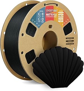 OVERTURE Matte PLA Filament 1.75 mm, 1 kg Spool (2.2 lbs) Matte PLA Filament for 3D Printer, Neatly Wound Filament Dimensional Accuracy +/- 0.02 mm, Matte Black