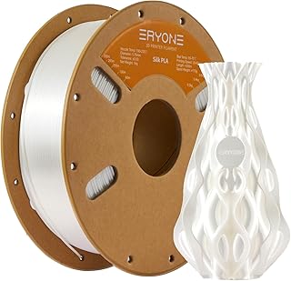 ERYONE Silk PLA Filament for 3D Printer, 1.75mm, Tolerance: ±0.02mm, 1kg (2.2lb)/Spool, White