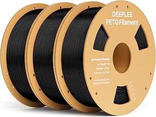 DEEPLEE PETG Filament 1.75mm, PLA 3D Printer Filament, Dimensional Accuracy +/- 0.02mm, for Most FDM 3D Printers 3kg (1kg/Spool) Black