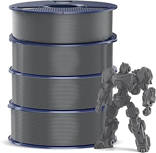SUNLU 4KG PETG Filament 1,75 mm, Pacchetto di Dilamento per Stampante 3D, Resistenza Migliorata e Alta Resistenza Agli Urti, Filamento per Stampa 3D, 1 kg per Bobina, 4 Rotoli, petg Grigio