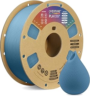 OVERTURE Filamento PLA 1.75mm, 1kg Bobina(2.2lbs), Precisione Dimensionale +/- 0.02 mm, per Stampante 3D (Blu Grigio)