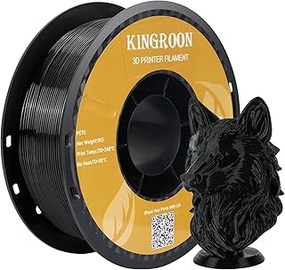 Kingroon PETG 3D Printer Filament PLA 1.75mm, Measuring Accuracy +/- 0.02mm, 1kg Spool (2.2LBS), PLA Filament for 3D Printers, Black