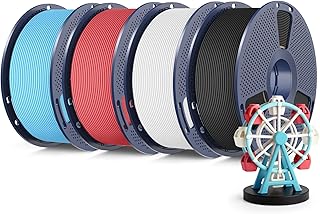 SUNLU 4KG High Speed Matte PLA Filament, Stampa 3D rapida con resistenza, Finitura Opaca Liscia, Stampa iperveloce a 600mm/s, 4kg in Totale, 1kg per Bobina, Nero+Bianco+Rosso Ciliegia+Azzurro