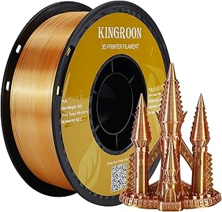 Kingroon PLA Silk Filament Triple Coloring PLA 3D Printer Filament 3D Printer Filament Tri-Color Measuring Accuracy +/- 0.02mm, 1kg Spool (2.2lbs), 1.75mm, 3D Printer Filament