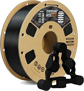 OVERTURE Filamento PETG 1.75mm, 1kg Bobina(2.2lbs), Neatly Wound Durevole PETG Filament per Stampante 3D, Precisione Dimensionale +/- 0.02 mm, 3D Printer Filamento (Nero)