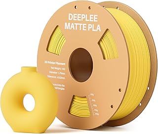 DEEPLEE Filamento Matte PLA 1,75 mm, Opaco PLA Filamenti per Stampante 3D con Precisione Dimensionale +/- 0,02 mm, per la Maggior parte delle Stampanti 3D FDM, Giallo 1KG